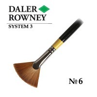 Кисть жесткая синтетика веерная №6 длинная ручка SYSTEM 3 Daler-Rowney