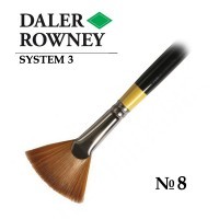 Кисть жесткая синтетика веерная №8 длинная ручка SYSTEM 3 Daler-Rowney