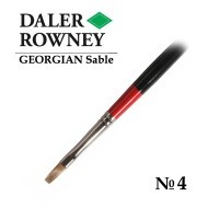 Кисть соболь плоская №4 длинная ручка GEORGIAN Daler-Rowney