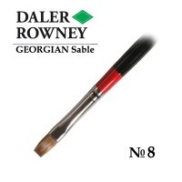 Кисть соболь плоская №8 длинная ручка GEORGIAN Daler-Rowney