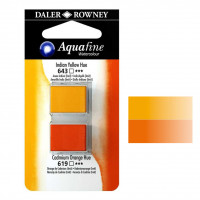Набор красок акварельных Daler Rowney Aquafine Half Pan Blister Sets, в кюветах, 2 штуки индийский желтый/оранжевый