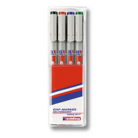 Набор мaркеров для глянцевых поверхностей и пленок edding 151F, круглый наконечник, 0.6 мм, 4 цвета Блистер