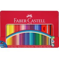 Набор цвет. карандашей Faber-Castell Grip 2001, 48цв. (+кисть, точилка, чернограф. карандаш, метал.коробка)