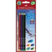 Акварельные карандаши Faber-Castell GRIP Colour Magic, 4цв. (+кисть)