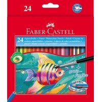 Акварельные карандаши Рыбки, 24 цвета + кисточка