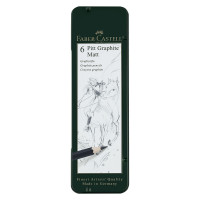 Набор карандашей ч/г матовых Faber-Castell `Pitt Graphite Matt` 2B, 4B, 6B, 8B, 10B, 12B, заточ., метал.кор