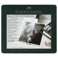 Набор карандашей ч/г Faber-Castell `Pitt Graphite Matt` и `Castell 9000`, 20 предметов, заточен., метал. кор.