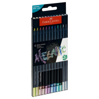 Карандаши цветные Faber-Castell `Black Edition`, 12цв., металлик, трехгран., черное дерево, заточен., картон.