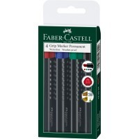 Набор перманентных маркеров Faber-Castell Grip скошенный наконечник, 4 цвета