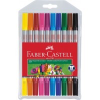 Фломастеры Faber-Castell двухсторонние, 10 цветов в футляре