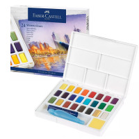 Набор красок акварель худож. Faber-Castell, кюветы, 24цв., пластик. коробка
