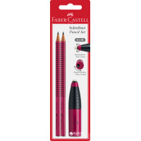 Набор 2 карандаша + ластик с точилкой Faber Castell 2B красный
