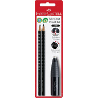 Набор 2 карандаша + ластик с точилкой Faber Castell 2B чёрный