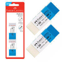 Ластики для карандаша и чернил Faber-Castell `PVC-Free`, 62х21.5х11.5мм, 2шт. (сине-белые)