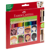Карандаши цветные Faber-Castell , 24цв.,`Дети мира` заточ.+3цв., картон, европодвес