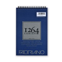 Альбом для графики BLACK 1264 Fabriano, А5 200г/м2 черный, 20л. (спираль по короткой стороне)