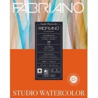 Альбом для акварели FABRIANO Watercolour Studio Hot pressed, 300г/м2, 28x35.6см, Сатин, склейка 50 листов