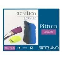 Блок бумаги для акрила FABRIANO Pittura, 400г/м2, 30x40см, Фин, склейка 10 листов