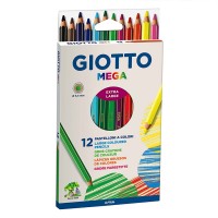 Карандаши цветные утолщенные шестигранные GIOTTO MEGA, 12цв.