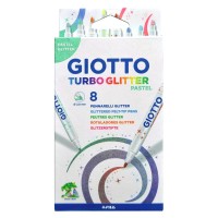 Фломастеры с глиттером `Пастельные цвета` GIOTTO TURBO GLITTER, 8цв.