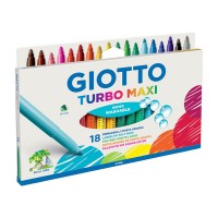 Фломастеры утолщенные GIOTTO TURBO MAXI, 18цв. (коробка с подвесом)