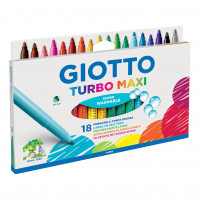 Набор фломастеров цветных Giotto Turbo Maxi, утолщенные, на водной основе, 18 цветов Картонная коробка