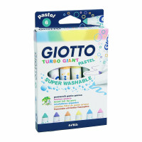 Набор фломастеров цветных Giotto Turbo Giant, толстые, 2 - 5 мм, 6 пастельных цветов Картонная коробка