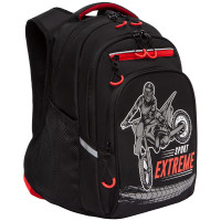 Рюкзак Grizzly черный-красный 26x39x20см, 2 отделения, 4 кармана, анатомическая спинка