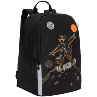 Рюкзак Grizzly черный-оранжевый 29x38x17см, 2 отделения, 2 кармана, уплотненная спинка
