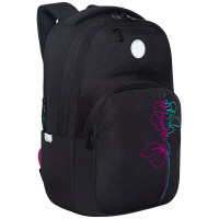 Рюкзак Grizzly черный-бирюза-фиолет. 27,5x43x16см, 1 отделение + 1 для ноутбука, 5 карманов, анатомическая спинка