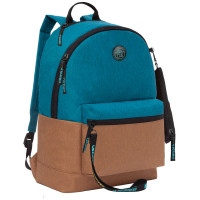 Рюкзак Grizzly бирюзовый-кирпичный 30x41x12см, 1 отделение, 3 кармана, укрепленная спинка