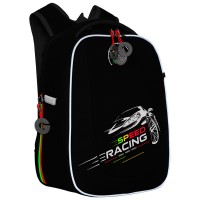 Ранец Grizzly черный 29х36х18см, 2 отделения, 2 кармана, анатомическая спинка