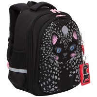 Ранец Grizzly черный 28х36х20см, 2 отделения, 2 кармана, анатомическая спинка