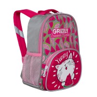 Рюкзак детский Grizzly розовый-серый 23х30х11см, 1 отделение, 3 кармана, укрепленная спинка