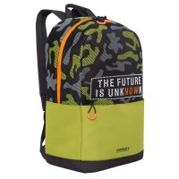 Рюкзак Grizzly черный-оливковый 27х43х15см, 1 отделение, 3 кармана, укрепленная спинка