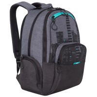 Рюкзак Grizzly серый-бирюзовый 30х42х22см, 2 отделения, 3 кармана, анатомическая спинка