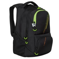 Рюкзак Grizzly черный-салатовый 31х43х20см, 2 отделения, 4 кармана, анатомическая спинка