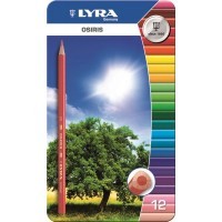 Цветные треугольные карандаши LYRA OSIRIS 12 цветов в металлической коробке