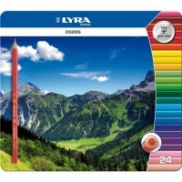 Цветные треугольные карандаши LYRA OSIRIS 24 цветов в металлической коробке