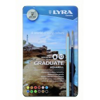 Цветные гексагональные акварельные карандаши  LYRA GRADUATE AQUARELL 12 цветов