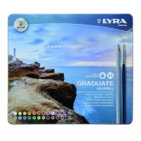 Цветные гексагональные акварельные карандаши  LYRA GRADUATE AQUARELL 24 цветов