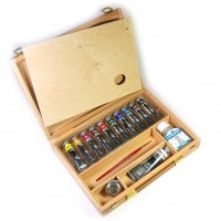 Набор с красками акрил в дерев. ящике Maimeri POLYCOLOR 20мл, 11 цветов