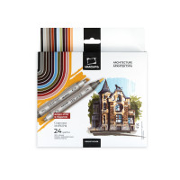 Набор маркеров Graf\'Art Brush МАЛЕВИЧЪ `Архитектура`, 24цв.