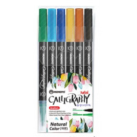 Набор маркеров для каллиграфии Mungyo Twin 6 цветов. Натуральный