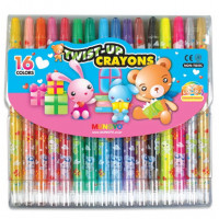 Восковые мелки Mungyo с выдвижным стержнем. Диаметр стержня 5,8 мм 16 цветов в виниловой упаковке