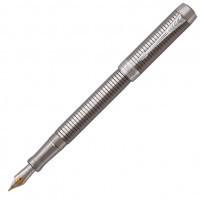 Ручка перьевая Parker Duofold F308 Prestige Centennial Ruthenium Chiselled CT, перо F золото 18K с родиевым покрытием