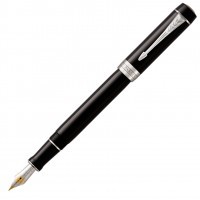 Ручка перьевая Parker Duofold F77 Centennial Black CT, перо F золото 14K покрытое родием