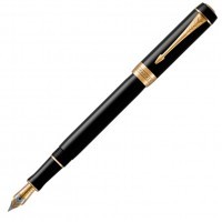 Ручка перьевая Parker Duofold F74 International Black GT, перо F золото 18K с родиевым покрытием