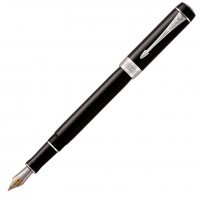 Ручка перьевая Parker Duofold F74 International Black CT, перо F золото 14K покрытое родием