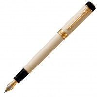Ручка перьевая Parker Duofold F77 Centennial Ivory/Black GT, перо F золото 18K с родиевым покрытием